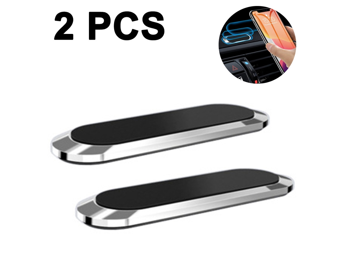 Pacote Com 2 Suportes Magnéticos Para Celular, Suporte Para Celular Com Minibanda Compatível Com Suporte Magnético Para Carro - Prata