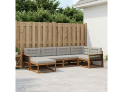 Vidaxl Conjunto De Sofás Para Exterior 6 Unid. Natural E Cinza Claro