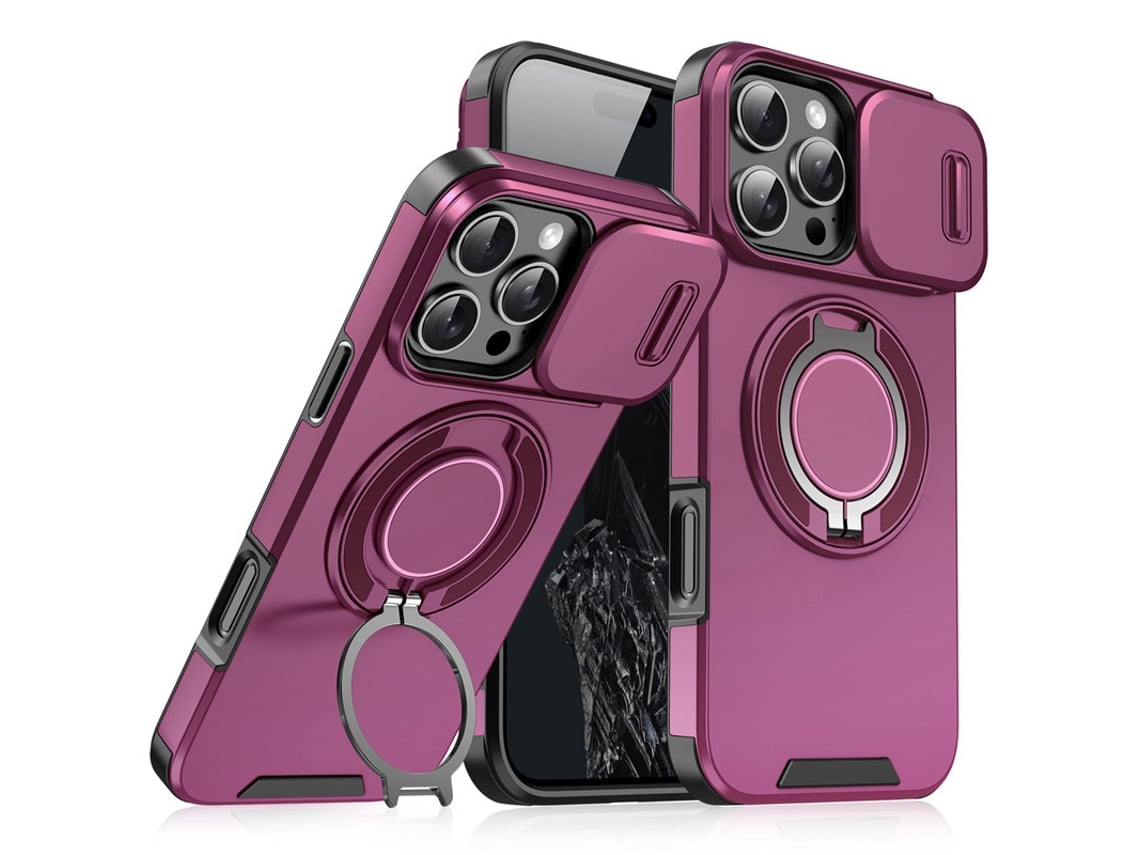 Adequado Para Iphone 17 Capa De Telemóvel, Com Suporte Rotativo E Tampa Da Câmera Cereja Vermelha