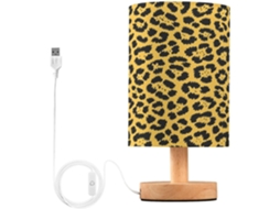 Abajur De Cabeceira Amarelo Com Estampa De Leopardo Para Quarto, Portas De Carregaje USB C, Luminária De Mesa Cabeceira