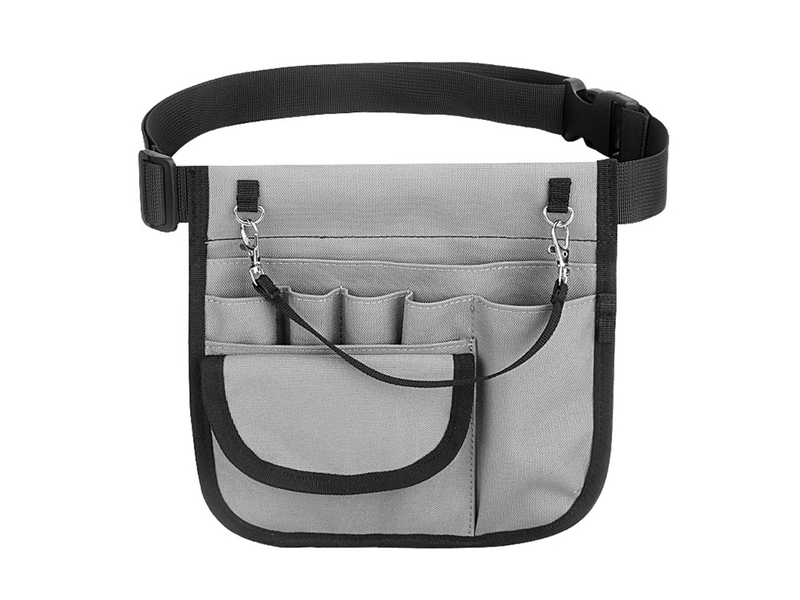 Bolsa de cintura portátil grande em Oxford cinza para enfermeiras, organizador para hospitais.