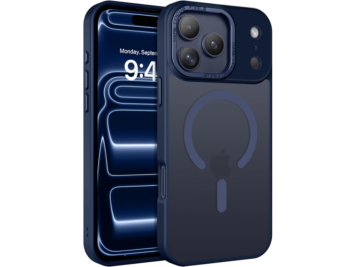 Capa Para Iphone 17 Pro Max - Capa Fosca Magsafe - Azul Escuro