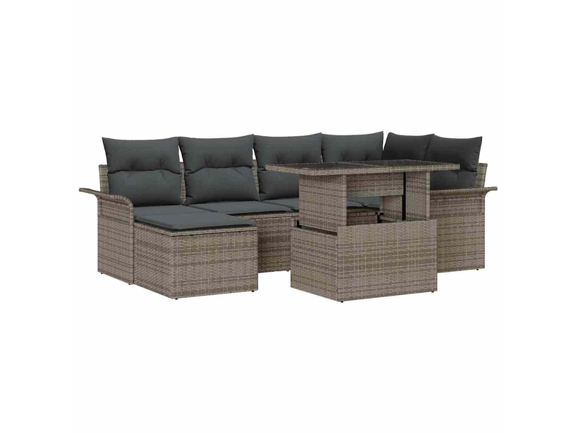 Vidaxl Conjunto De Sofá De Jardim 7 Unid. Cinzeto