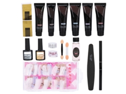 Conjunto De Ferramentas Para Extensões De Unhas Uv Gel Lija Tips Base Gel Pó Glitter Manicurea