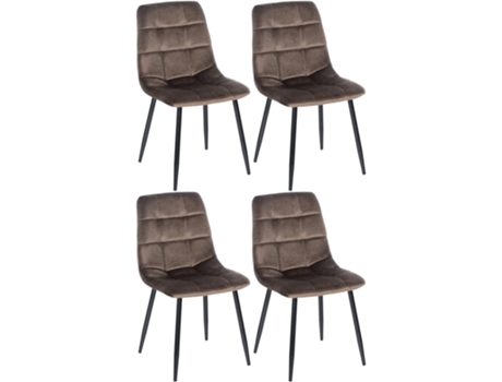 Conjunto De 4 Cadeiras De Jantar Tilde Marrom/veludo Clp