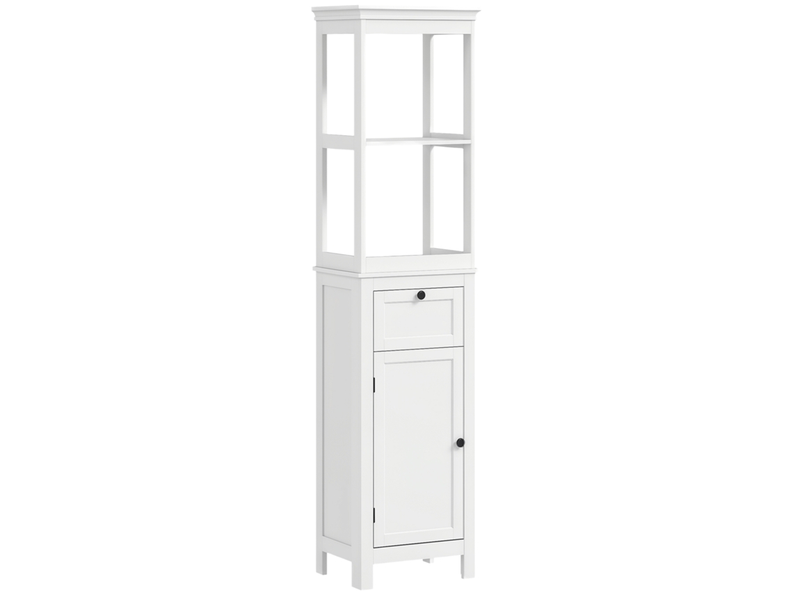 Móvel de banheiro BTFORUS com gaveta, porta, prateleira ajustável e 2 compartimentos, 40x30x165cm, branco