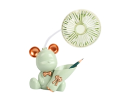 Ventilador de Mesa Urso com Porta Canetas Verde Silencioso