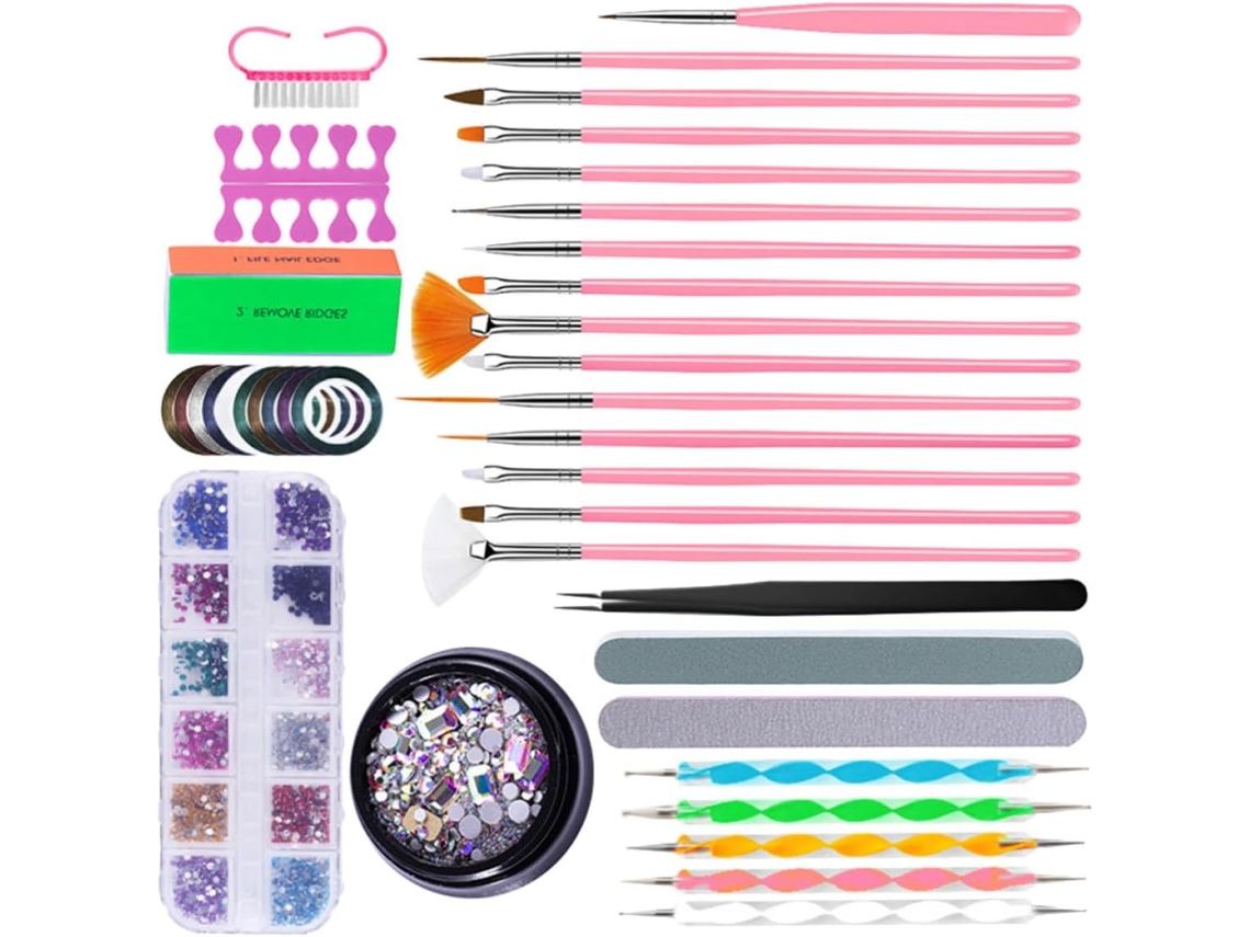 Kit Completo De Manicure Profissional Com Escova De Nylon E Lixa De Unha De Metal.