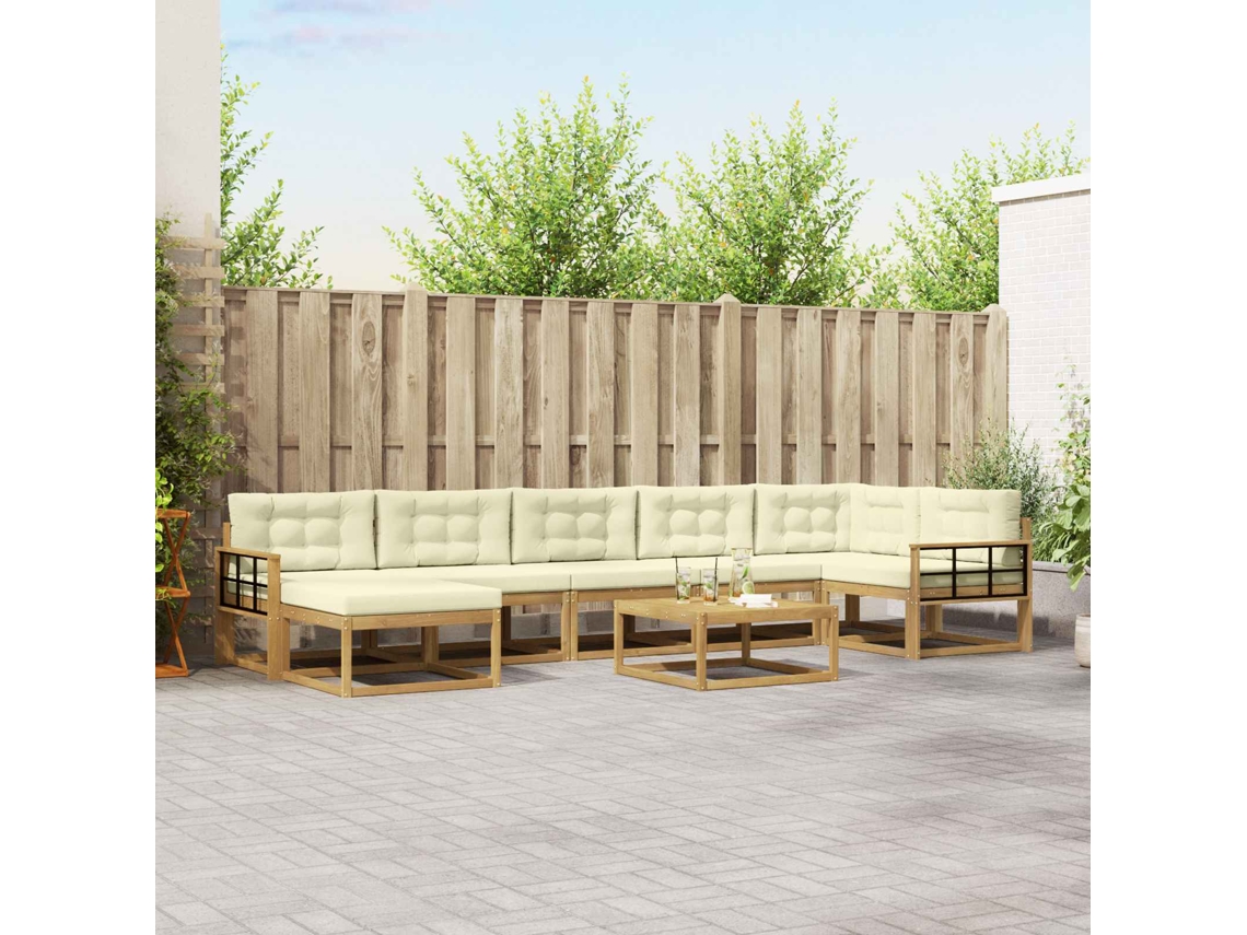 Vidaxl Conjunto De Sofás Para Exterior 8 Unid. Branco E Creme