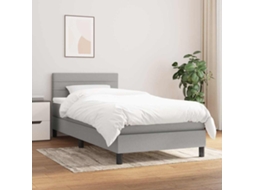 Vidaxl Cama Com Molas/colchão 100x200 Cm Tecido Cinzento-claro