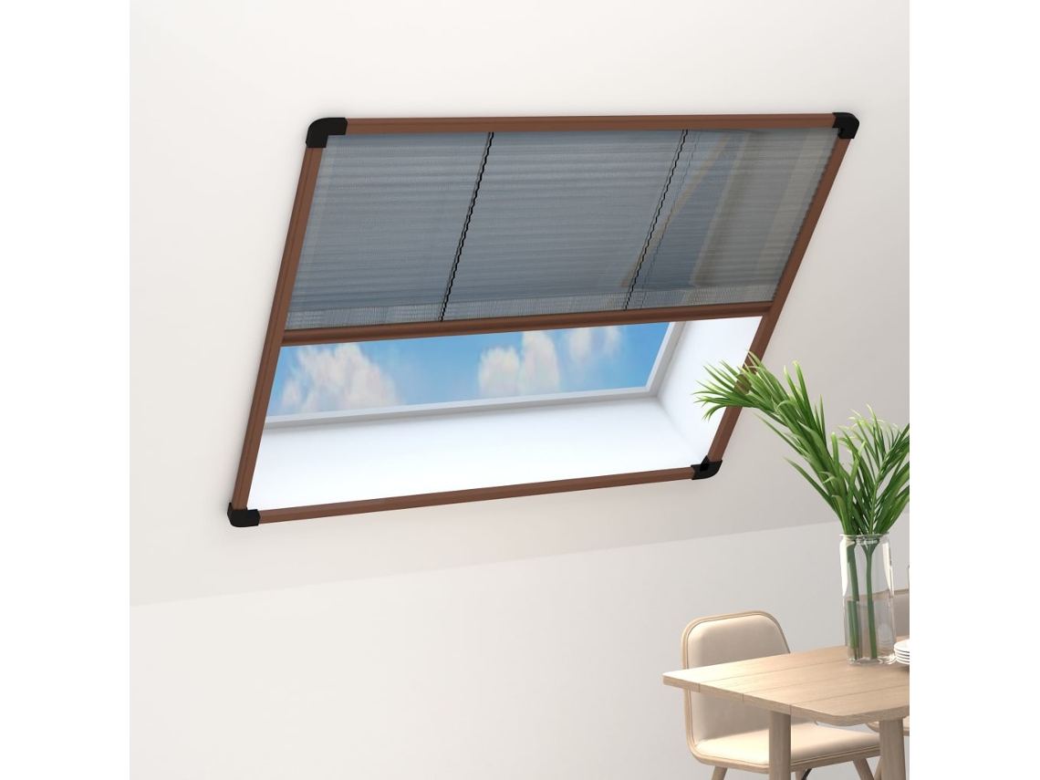 Vidaxl Tela Anti-insetos Plissada Janelas 120x120cm Alumínio Castanho