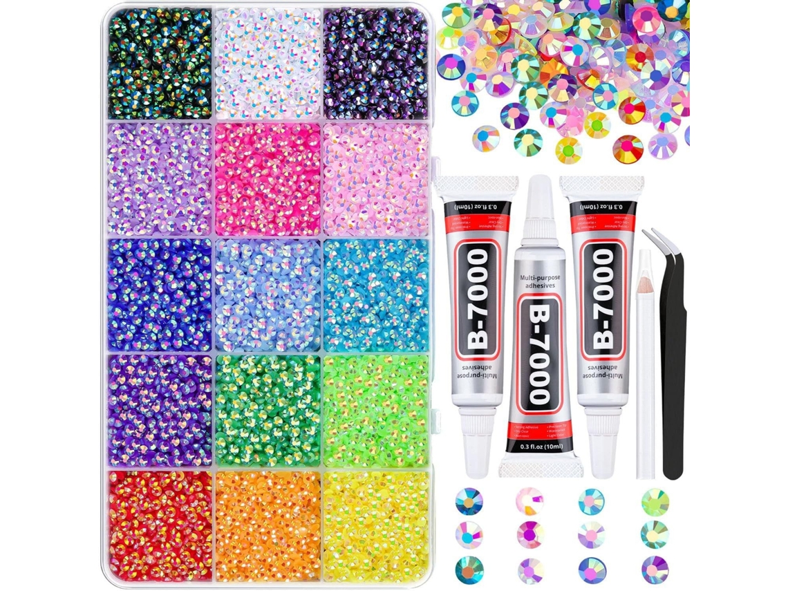 Conjunto de 18.000 Peças de Strass em Resina Gelatinosa em 15 Cores, com Base Plana de 3 Mm, Ideal para Nail Art PANOONA