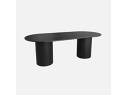 Mesa De Jantar Oval Em Madeira De Seringueira Para 8 Lugares, Preto Sweeek