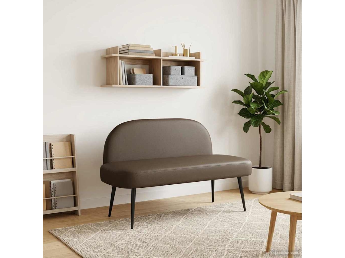 Vidaxl Banco Estofado Com Encosto Cinzento 110 X 60 X 76 Cm