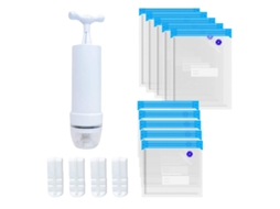 Sacos 15 pacotes armazenamento elétrico reutilizável de alimentos a vácuo economizador fogão com 1 bomba manual saco selado de 2 tamanhos 4 clipes