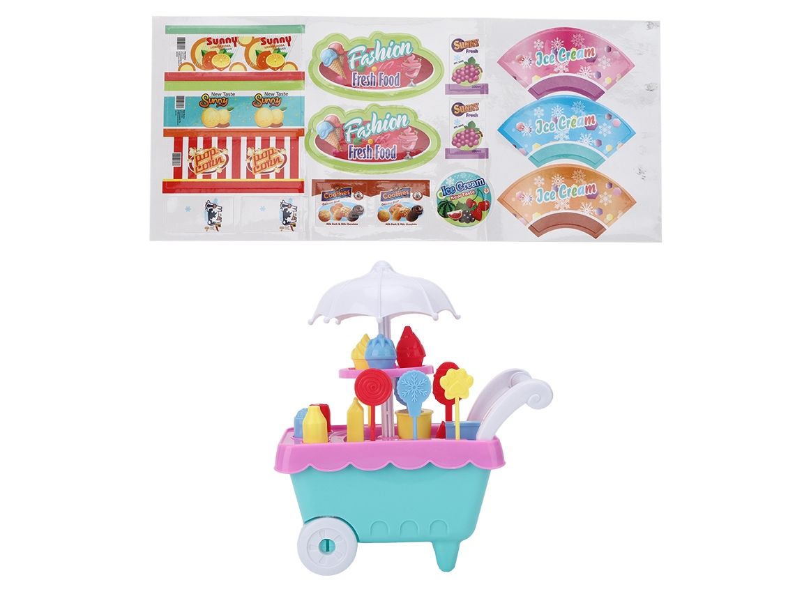 Ats carrito de Dulces Y Helados Simulado Juguete de Juego Imaginario Educativo de Montaje Regalo Sin Luz Ni Música