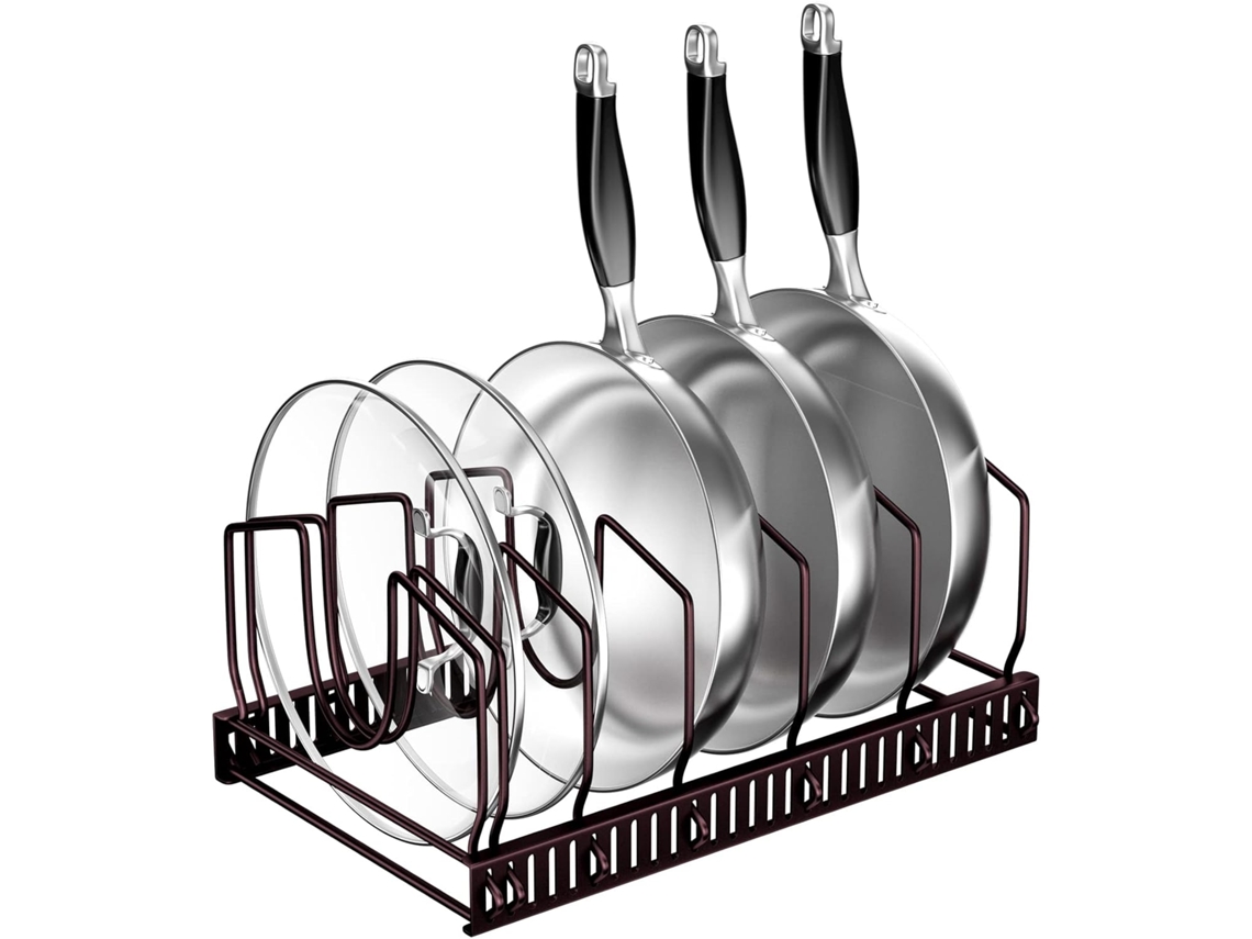 Organizador De Tampas - Armazenamento Com 7 Compartimentos Ajustáveis - Antiaderente - (bronze)