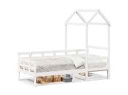 Sofá Cama com Telhado MAISON EXCLUSIVE em Madeira de Pinho Maciça Branco 80x200 cm