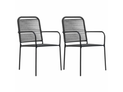 Vidaxl Cadeiras De Jardim 2 Pcs Corda De Algodão E Aço Preto
