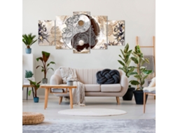 Quadro Moderno DEKOART Ying Yang Abstrato Zen Bege Marrom (200 X 100cm)