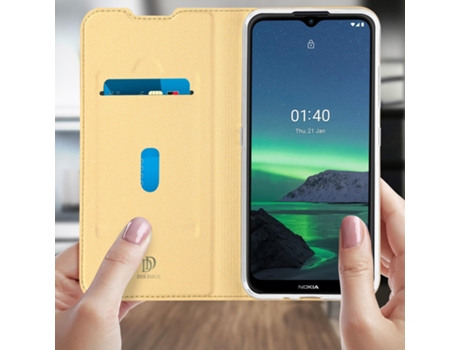 Capa Fólio Dux Ducis para Nokia 1.4 Da Serie Pro Espaço de Armazenamento Dourado