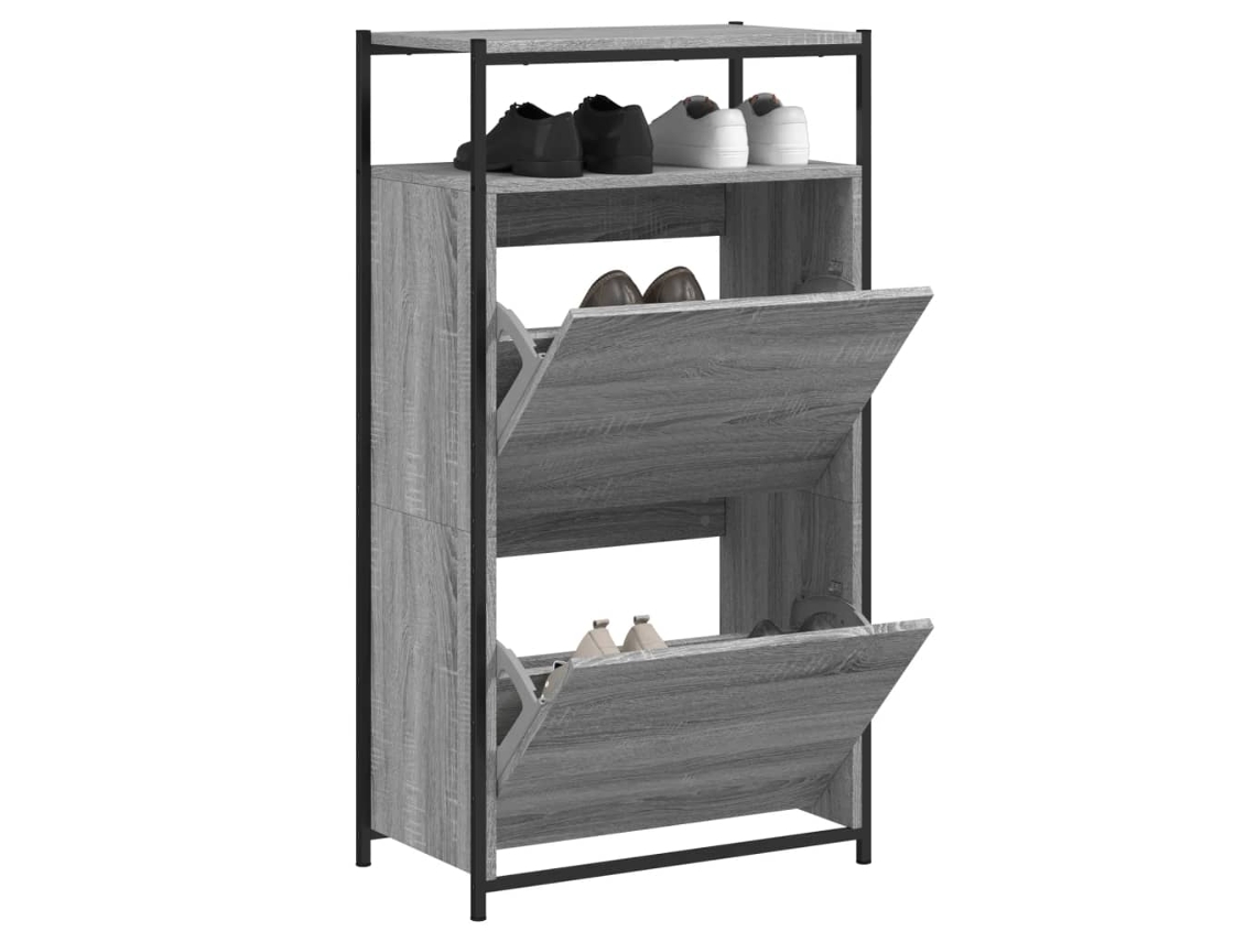 Vidaxl Sapateira 60x34x112 Cm Derivados De Madeira Cinzento Sonoma