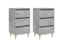 Maison Exclusive - Mesas Cabeceira Pernas Madeira 2pcs 40x35x69cm Cinzento Cimento