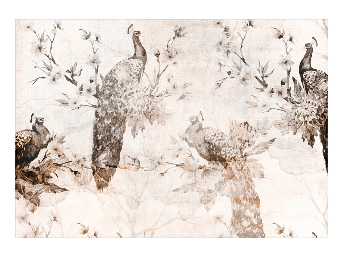 Papel de Parede ARTGEIST Peacocks in Delicate Beige (196x140)