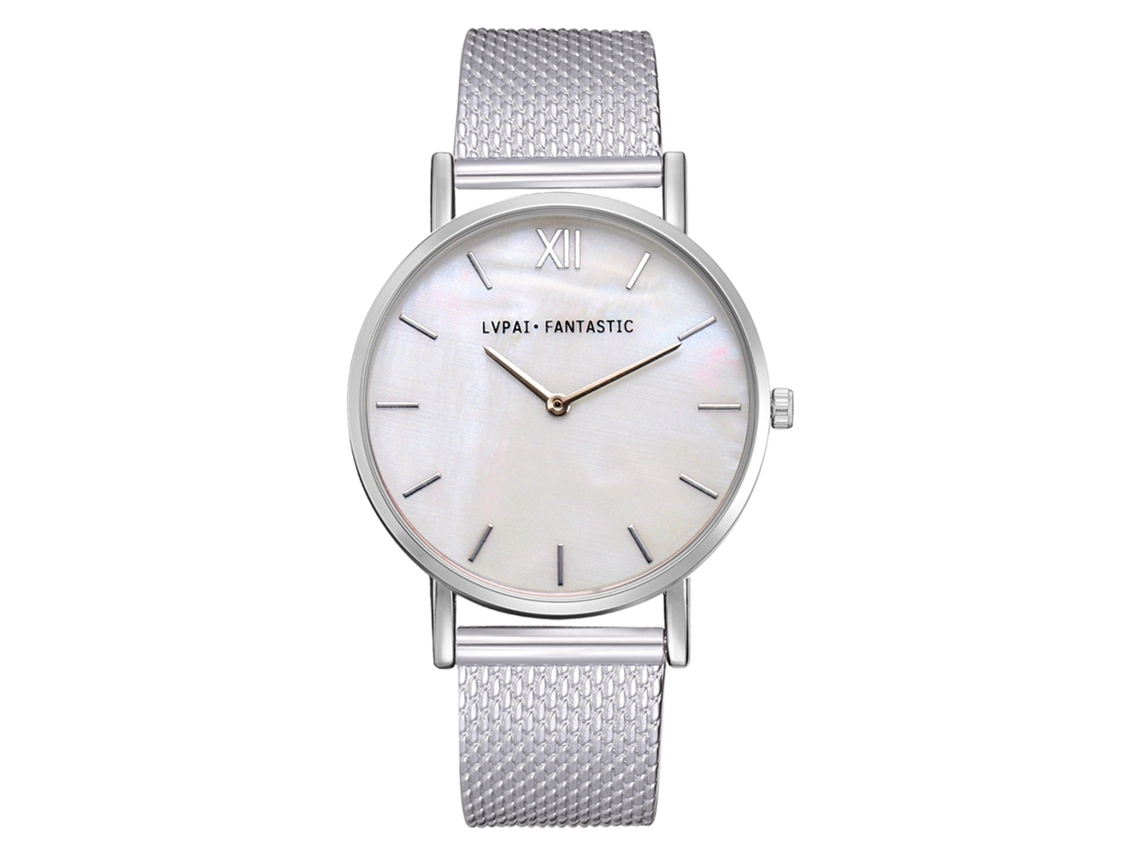 Relógio de Pulso Feminino Lvpai de Quartzo com Pulseira de Silicone Simples Prata