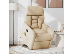 Vidaxl Poltrona Massagens Reclinável Elevatória Microfibra Cor Creme
