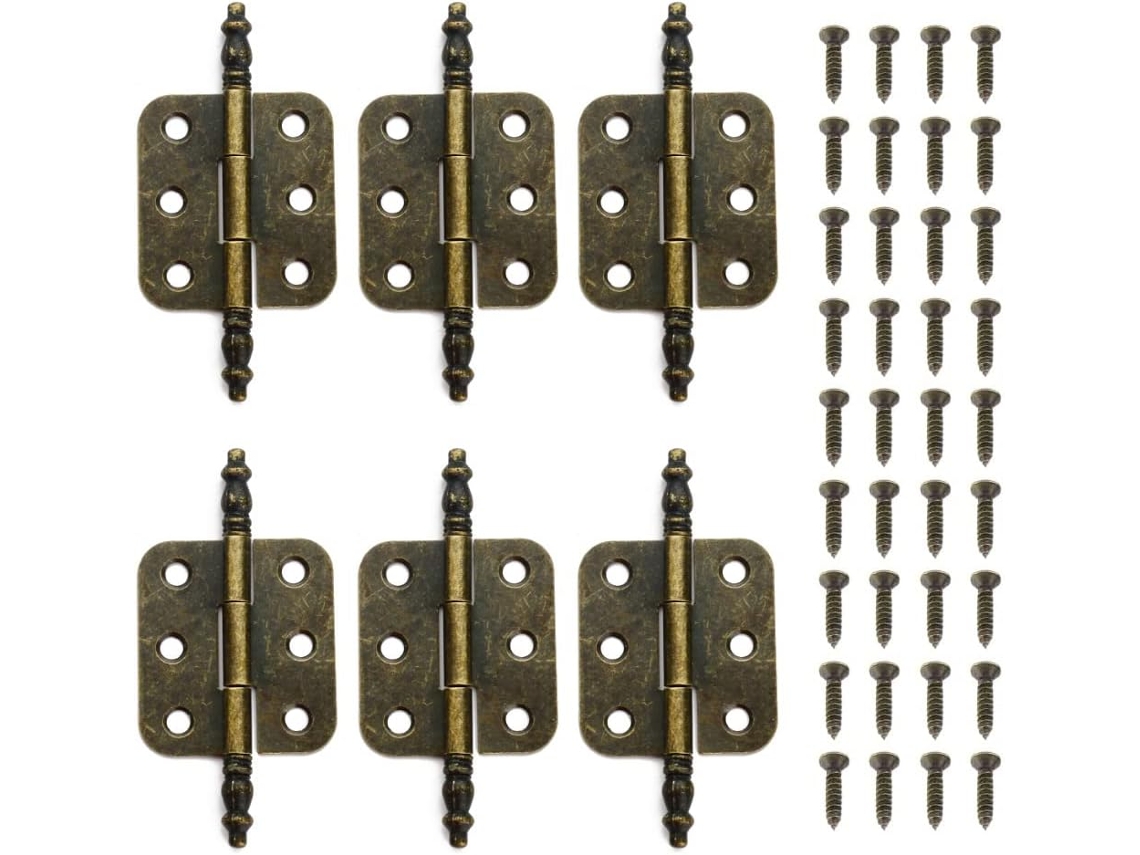 Conjunto De 6 Mini Dobradiças Bronze Antigo Com Cabeça Coroa,