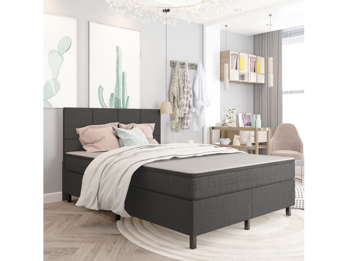 Vidaxl Cama Boxspring 180x200 Cm Tecido Cinzento-escuro