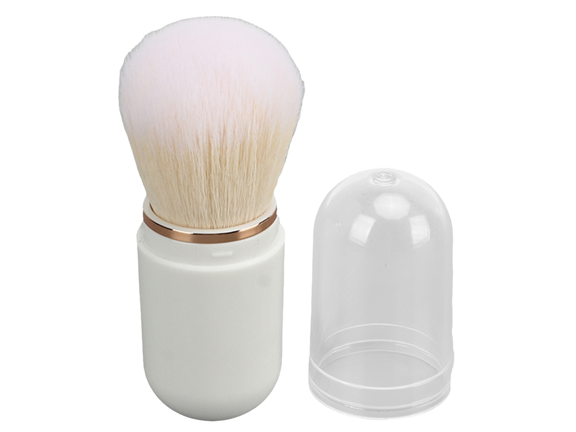 Pincel De Poeira Para Unhas Em Forma De Cápsula Portátil Retrátil De Fibra Artificial Branco Para Blush