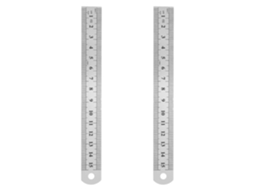 Régua De Aço Inoxidável 2 Peças, Régua Reta De Metal 15cm, Escala Métrica E Imperial, Portátil, Para Escola E Trabalho