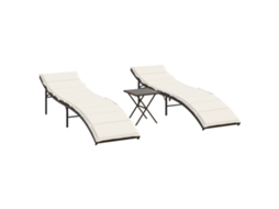 Espreguiçadeiras com Mesa 2 Peças Vime Pe Castanho MAISON EXCLUSIVE