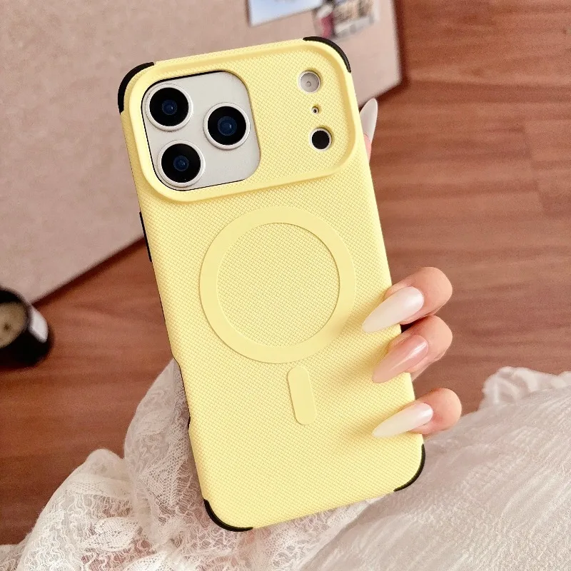 Capa Para Iphone 14 Pro Amarela, Antiderrapante E Resistente A Impactos, Com Carregamento Sem Fio.