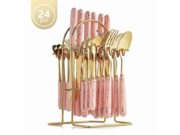 Conjunto de Talheres LAXISCREED Ouro e Rosa 24 Peças