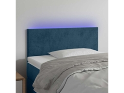 Vidaxl Cabeceira De Cama C/ Luzes Led Veludo 90x5x78/88 Cm Azul-escuro