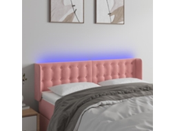 Cabecero con luces LED, terciopelo, 147x16x78/88 cm, rosa