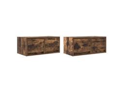 Conjunto de 2 Móveis de Tv Deriv. Madeira Carvalho Fumado MAISON EXCLUSIVE (60x31x25,5 cm)