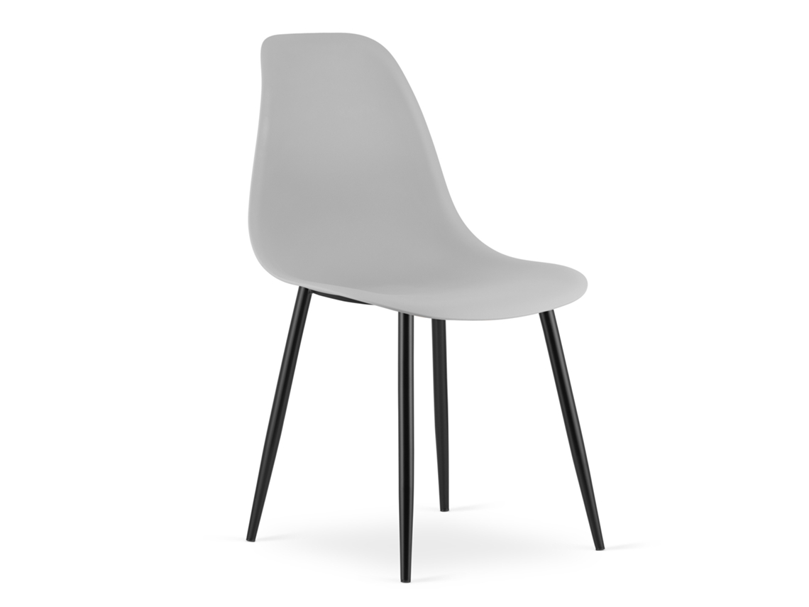 Cadeira De Jantar Kaleo Assento Cinza, Pernas Pretas, Assento Ergonômico, Pés Niveladores Ajustáveis