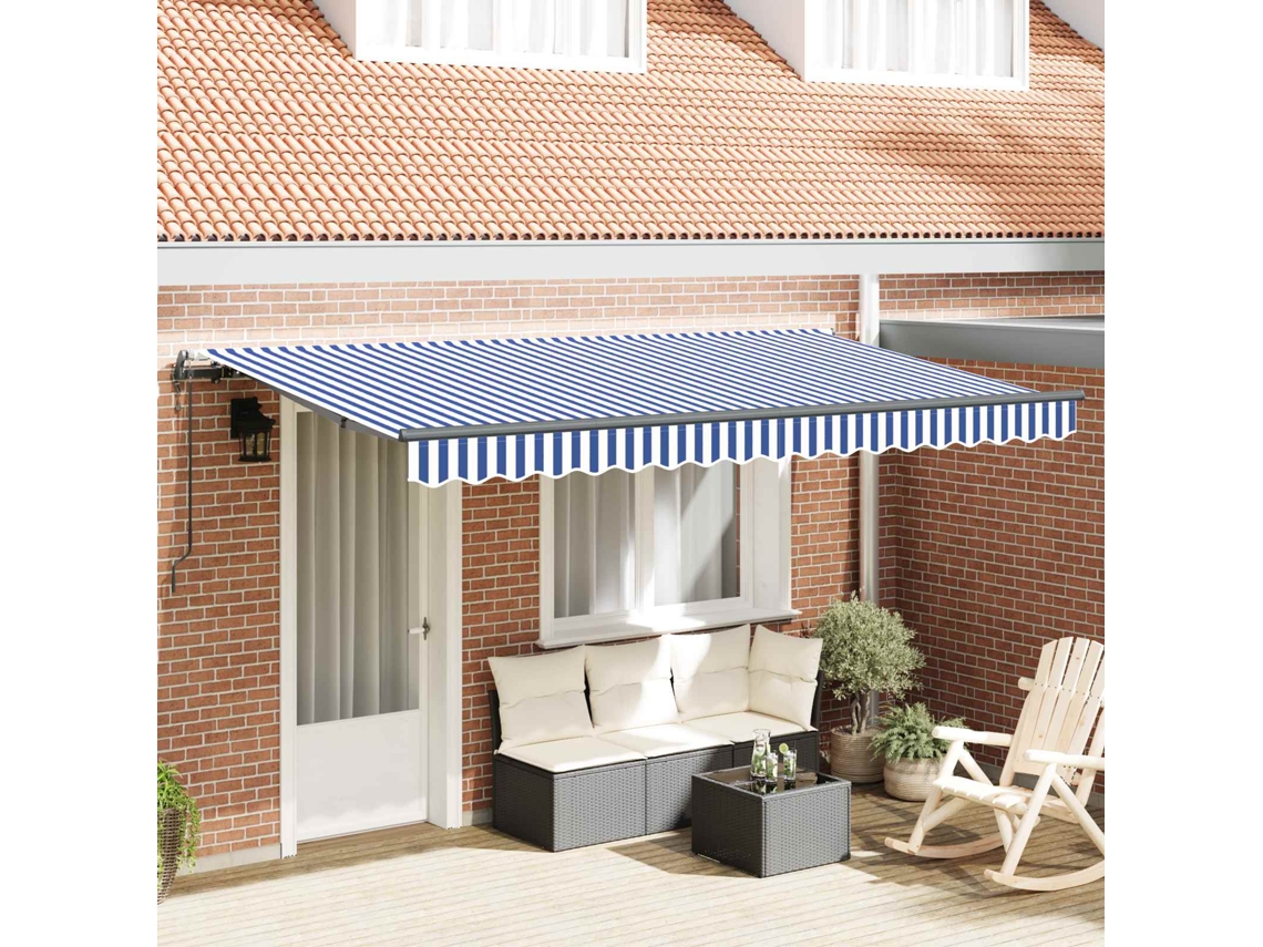 Vidaxl Toldo Retrátil Azul 350 X 200 Cm Tecido
