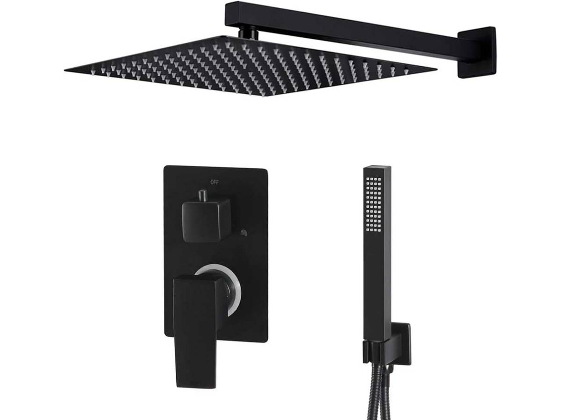 vidaXL Sistema de duche em aço inoxidável 201 preto Worten.pt