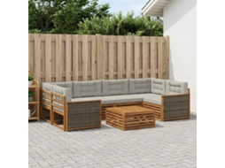 Vidaxl Conjunto De Sofás Para Exterior 7 Pcs Natural E Cinzento-claro