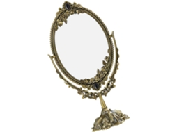 Espelho retrô Maquiagem com moldura de metal e vidro, design de base elegante para quarto e