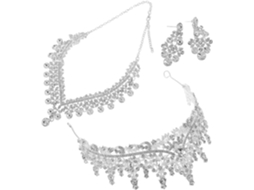 Joias De Casamento Com Strass Para Mulheres: Colar E Brincos, Tiara E Coroa.