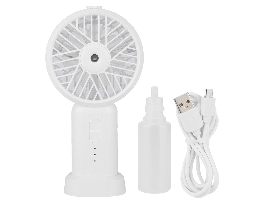 Ventilador Portátil Usb Recarregável com Spray 12ml Branco