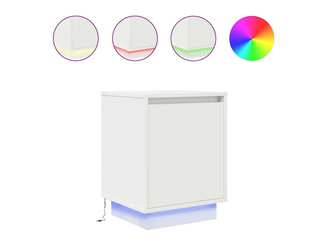 Mesas Cabeceira C/ Luzes Led 2 Pcs 38x34x50 Cm Branco MAISON EXCLUSIVE