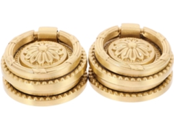 Kichvoe Conjunto De 4-puxadores Gaveta Em Latão, Redondos, Dourados, Com Argola Oculta, 48mm, Para Guarda Roupa, Cômoda