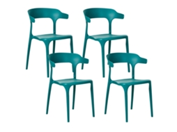 Conjunto De 4 Cadeiras De Jardim Beliani Gubbio De Polipropileno Azul Esverdeado 50x49x76